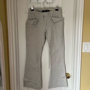Animale Striped Flare Pants - Cream and Gray